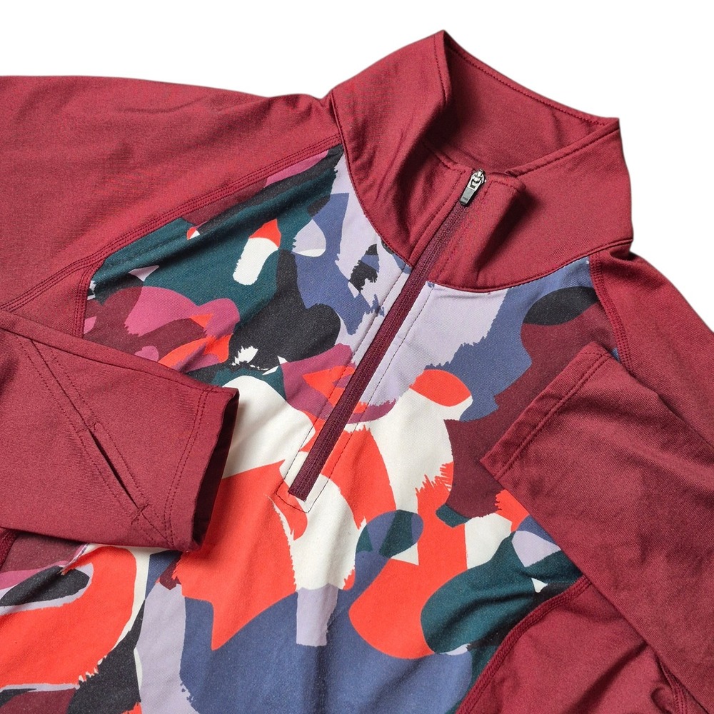 Marmot Women's L 1/4 Zip Performance Pullover Burgundy Abstract